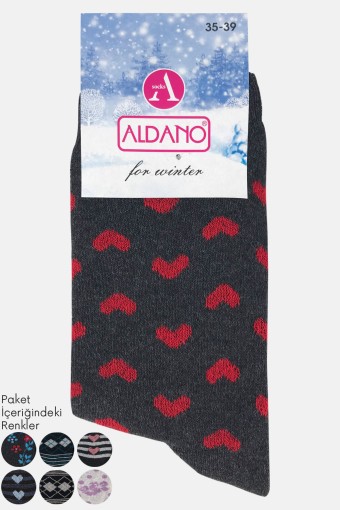 Aldano - Aldano Kadın Soket Çorap Havlu (Asorti)
