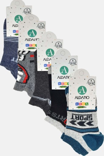 (12'li Paket) Aldano Unisex Çocuk Patik Çorap Pamuklu (Asorti) - Thumbnail