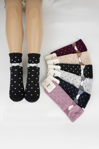 (12'li Paket) Artı Kız Çocuk Pikoka Soket Çorap (Asorti) - Thumbnail