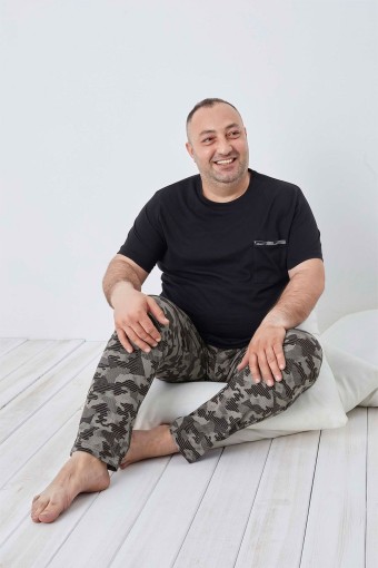 AYDOĞAN - Aydoğan Erkek Büyük Beden Pijama Takımı Süprem Kumaş (Siyah)