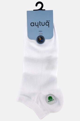 Aytuğ Erkek Pamuklu Dikişsiz Patik Çorap (Beyaz) - Thumbnail