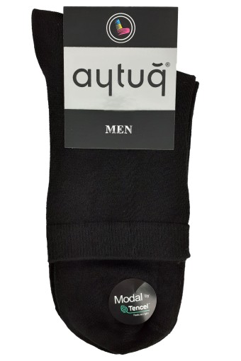 Aytuğ Erkek Yarım Konç Çorap M.Modal Düz Renk (Siyah) - Thumbnail