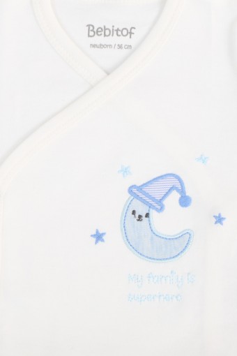Bebitof Unisex Bebek 10'lu Zıbın Seti Şapkalı Ay (Mavi) - Thumbnail