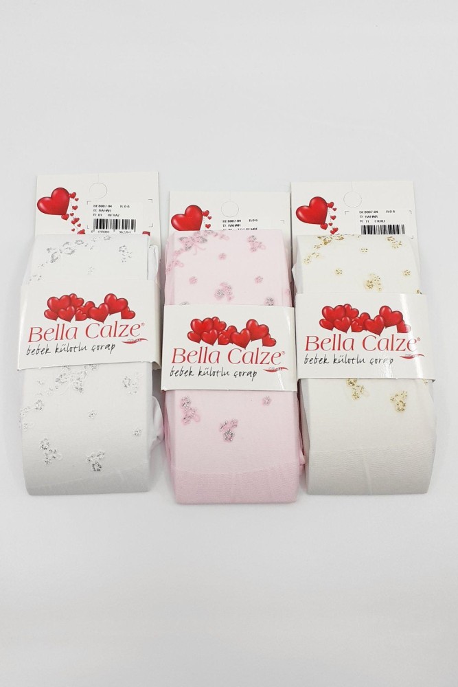 BELLA CALZE - (12'li Paket) Bella Calze Kız Bebek Külotlu Çorap Mikro Sim (Asorti (999))