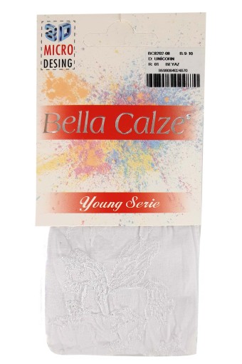 BELLA CALZE - Bella Calze Kız Çocuk Floş Unicorn Desenli Külotlu Çorap (Beyaz (01))