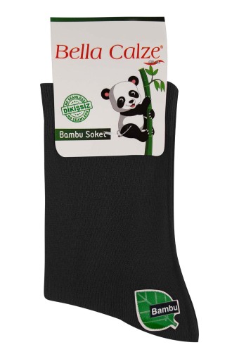 Bella Calze Unisex Çocuk Düz Bambu Soket Çorap (Siyah (500)) - Thumbnail