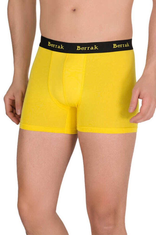 BERRAK - Berrak Erkek Boxer Modal Düz Likralı (Sarı)
