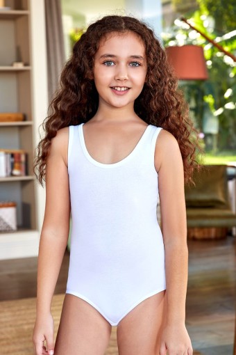 Berrak Kız Çocuk Çıtçıtlı Body Kalın Askılı Resimli (Beyaz) - Thumbnail