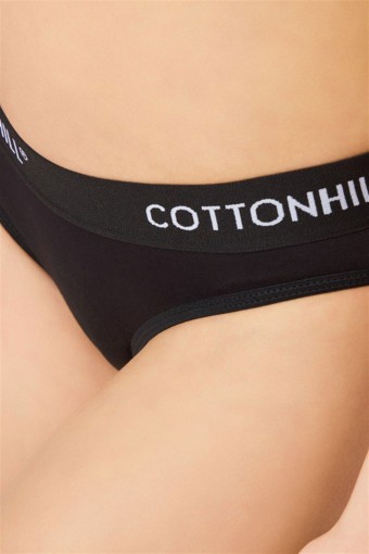 Cotton Hill Kadın Beli Şerit Lastikli Pamuk Slip Külot (Siyah) - Thumbnail