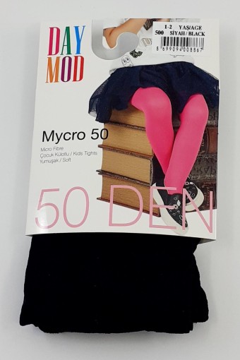 DAYMOD - Daymod Kız Çocuk İnce Külotlu Çorap Düz Mikro 50 (Siyah (500))