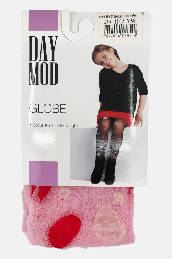 DAYMOD - Daymod Kız Çocuk İnce Külotlu Çorap Globe (Pembe/Kırmızı/Kemik (211))