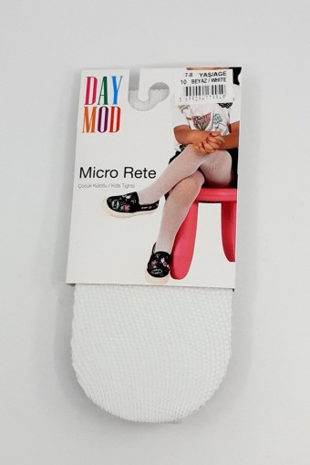 Daymod Kız Çocuk İnce Külotlu Çorap Rete File (Beyaz (10)) - Thumbnail