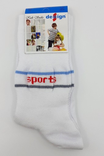 Design Erkek Çocuk Soket Çorap Lakoste (Beyaz) - Thumbnail