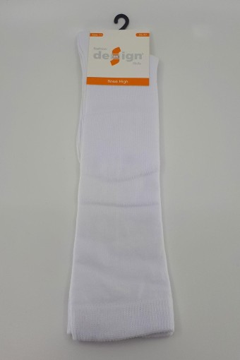 DESIGN - (12'li Paket) Design Kız Çocuk Dizaltı Pantolon Çorabı Düz (Beyaz)