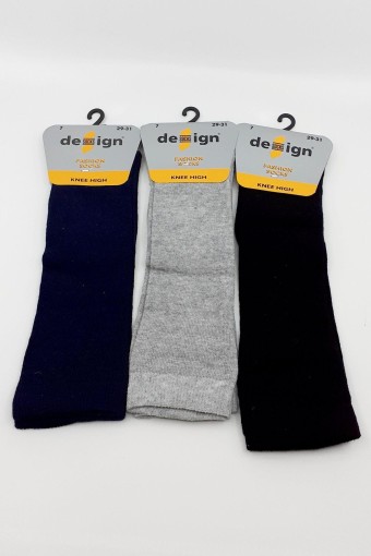DESIGN - (12'li Paket) Design Kız Çocuk Dizaltı Pantolon Çorabı Düz (Koyu Asorti)