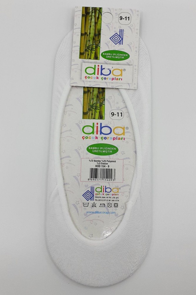DİBA - (12'li Paket) Diba Erkek Çocuk Babet Çorap Bambu (Beyaz)