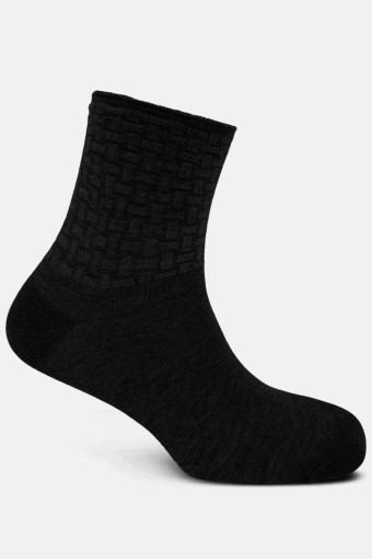 Diba Kadın Bambu Kabartmalı Konç Çorap (Siyah) - Thumbnail