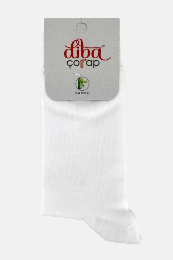 Diba Kadın Bambu Likralı Soket Çorap (Beyaz) - Thumbnail