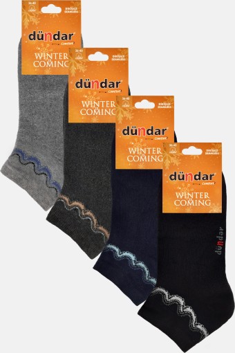 DÜNDAR - (12'li Paket) Dündar Comfort Kadın Havlu Patik Çorap (Asorti-3)