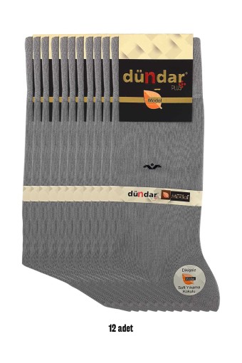 Dündar Erkek Soket Çorap Modal Desenli (Gri) - Thumbnail