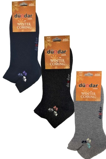 (12'li Paket) Dündar Kadın Havlu Patik Çorap (Koyu Asorti) - Thumbnail