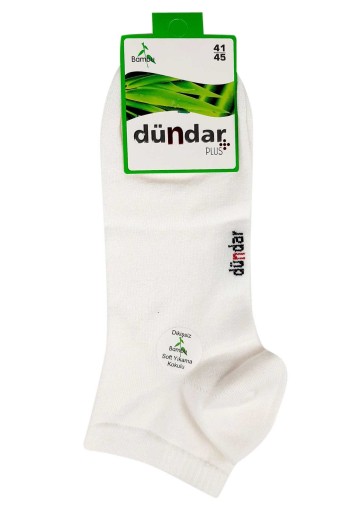 Dündar Plus Erkek Patik Çorap Bambu Düz Renk (Beyaz) - Thumbnail
