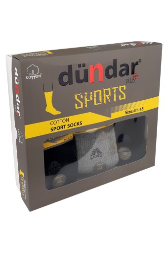 (12'li Paket) Dündar Plus Erkek Tenis Soket Çorap Desenli (Asorti) - Thumbnail