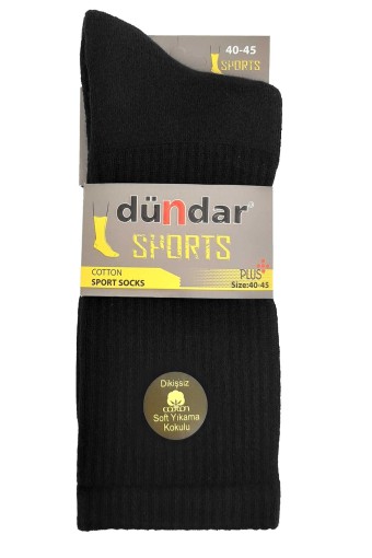 Dündar Plus Erkek Tenis Soket Çorap (Siyah) - Thumbnail