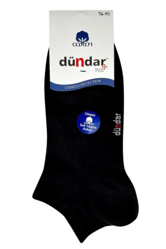 Dündar Plus Kadın Patik Çorap Penye Düz Renk (Siyah) - Thumbnail