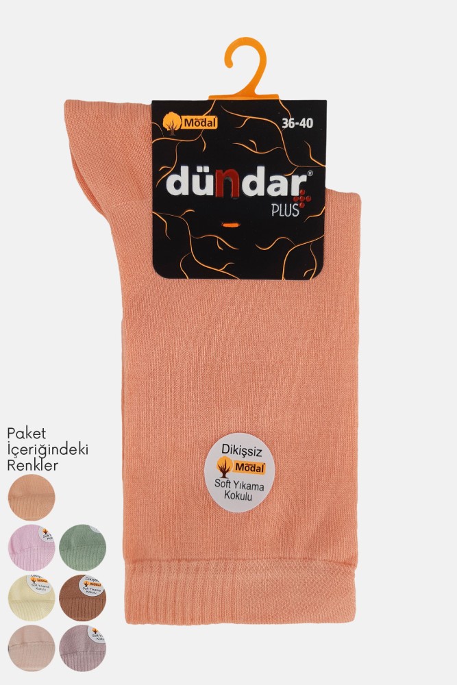 DÜNDAR - (12'li Paket) Dündar Plus Kadın Modal Soket Çorap (Pastel Asorti)