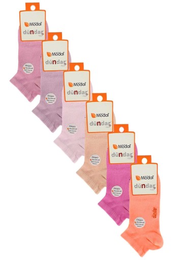 (12'li Paket) Dündar Plus Unisex Çocuk Patik Çorap Modal Dikişsiz Düz Renk (Pastel Asorti) - Thumbnail