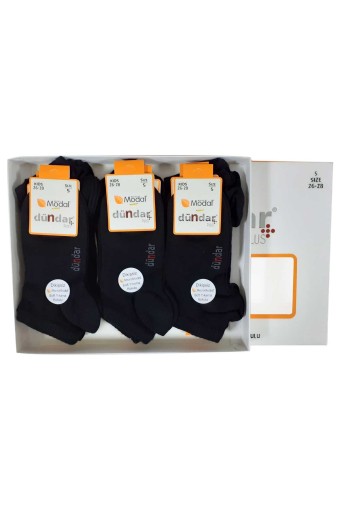 Dündar Plus Unisex Çocuk Patik Çorap Modal Dikişsiz (Siyah) - Thumbnail