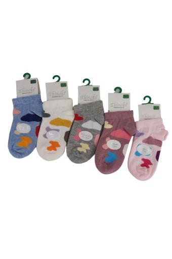 EKİNOKS - Ekin Kız Çocuk Jaggar Desenli Patik Çorap (Çok Renkli)