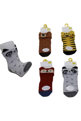 EKİNOKS - (12'li Paket) Ekinoks Erkek Çocuk Madelon 3D Soket Çorap (Asorti)