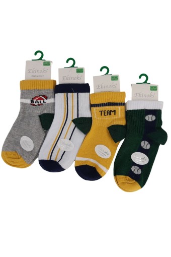 EKİNOKS - (12'li Paket) Ekinoks Erkek Çocuk Suzy Desen Soket Çorap (Çok Renkli)