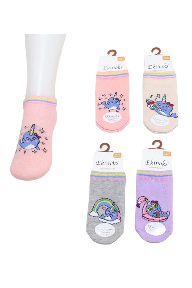 EKİNOKS - (12'li Paket) Ekinoks Kız Bebek Celia Desen Patik Çorap (Asorti)