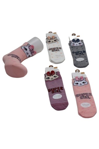 EKİNOKS - (12'li Paket) Ekinoks Kız Bebek Ferguson 3D Soket Çorap (Asorti)