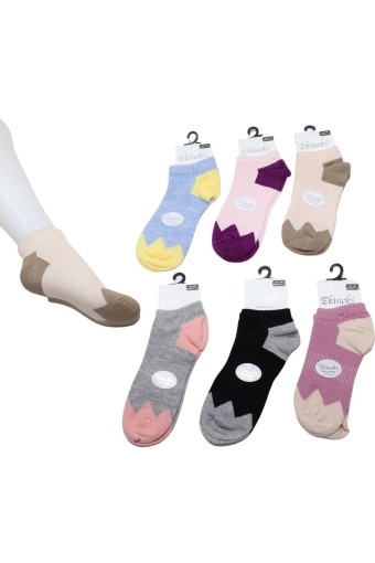 EKİNOKS - (12'li Paket) Ekinoks Kız Bebek Poppi Desen Patik Çorap (Asorti)