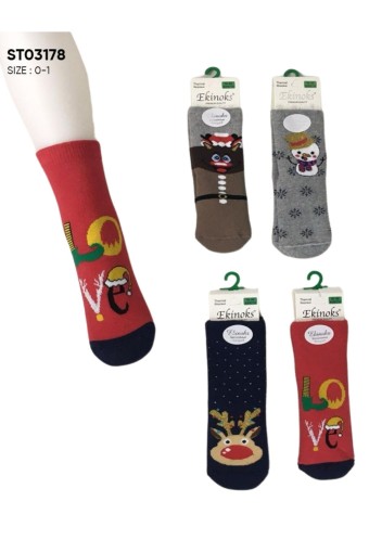 EKİNOKS - (12'li Paket) Ekinoks Kız Çocuk Woen Desen Havlu Soket Çorap (Asorti)