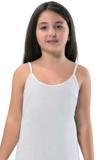 ERDEM - Erdem Kız Çocuk İp Askılı Pamuklu Atlet (Beyaz)