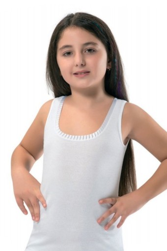 ERDEM - Erdem Kız Çocuk Kalın Askılı Pamuk Atlet (Beyaz)