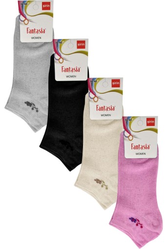 Fantasia Desenli Kadın Patik Çorap (Asorti) - Thumbnail