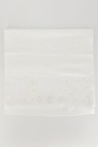 FİESTA - (12'li Paket) Fiesta İşlemelik Havlu Kadife Jakarlı Kalpli Etamin Bordürlü 50x90 (Beyaz)