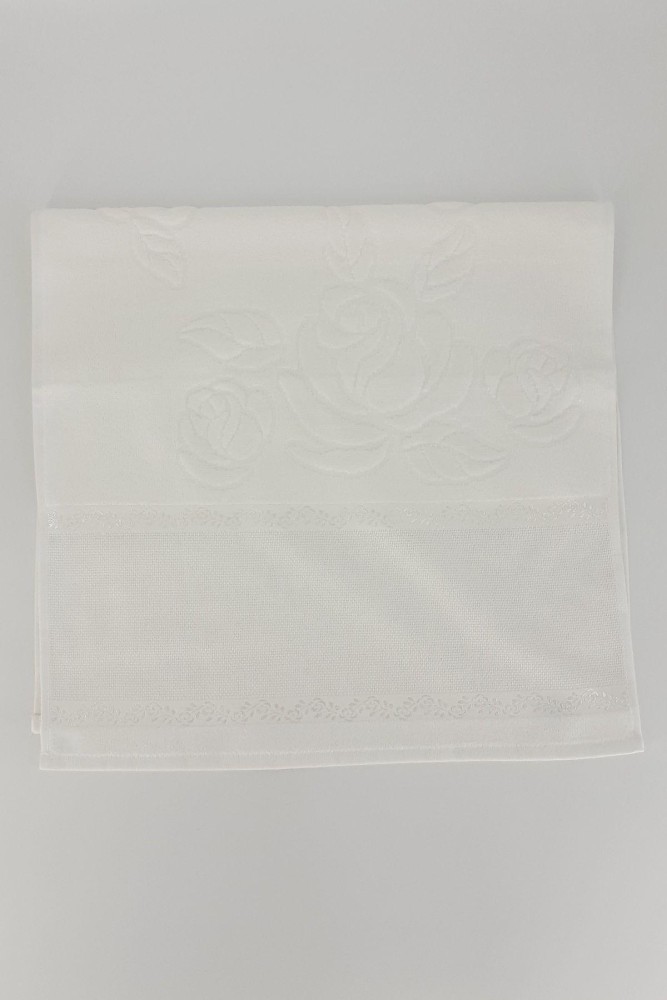 FİESTA - (12'li Paket) Fiesta İşlemelik Havlu Soft Kadife Jakarlı Etamin 50x90 (Beyaz)