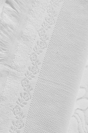 Fiesta İşlemelik Havlu Soft Kadife Jakarlı Etamin Saçaklı 50x90 (Beyaz) - Thumbnail