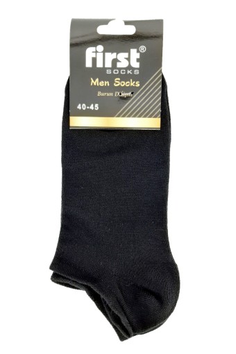 FIRST - (12'li Paket) First Erkek Patik Çorap Düz (Siyah)