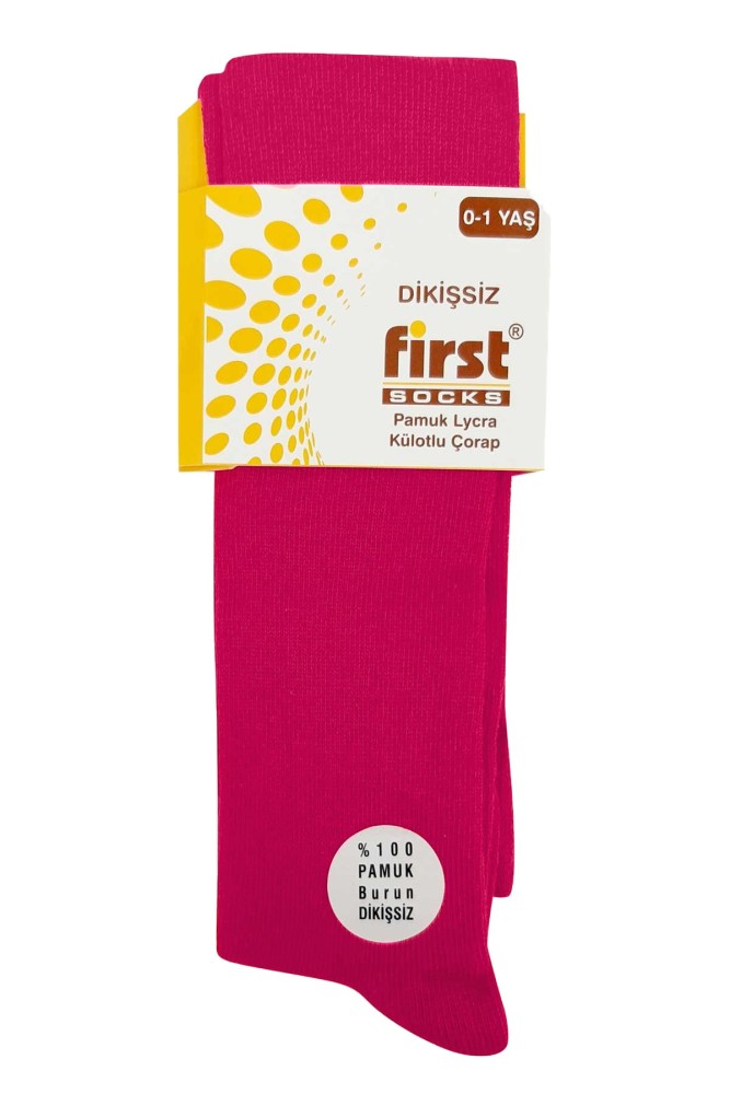 FIRST - First Kız Çocuk Külotlu Çorap Düz (Fuşya)