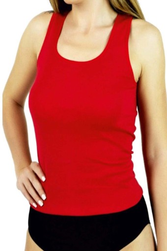 GÜMÜŞ ÇAMAŞIR - Gümüş Çamaşır Kadın Kalın Askılı Düz Biyeli Ribana Atlet (Kırmızı)