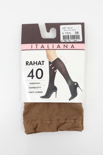 İTALİANA - İtaliana Kadın İnce Dizaltı Çorap 40 Denye Rahat Polyamid (Koyu Ten (38))
