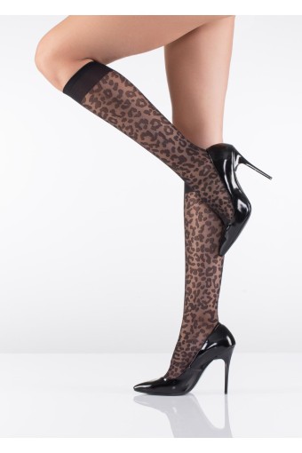 İTALİANA - İtaliana Kadın İnce Dizaltı Çorap Fancy Leo Desenli (Siyah (500))